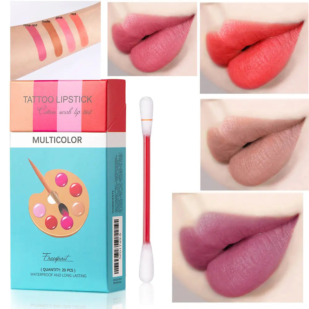 20 Pcs Set Cotton Swab Lipsticks Lasting Long Liquid Lipstick StoreToBuyNow