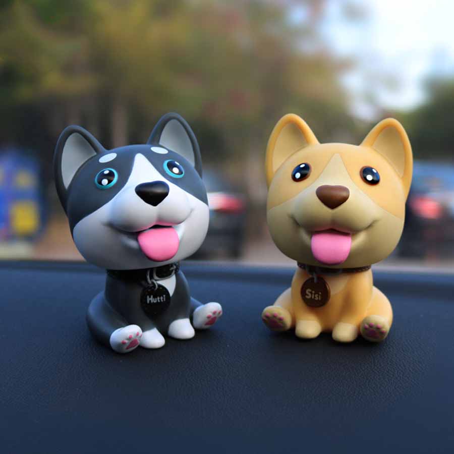 Car Dashboard Toys Nodding Dog Shaking Head Bobblehead Dolls Wobble Head Auto Accessory Interior Decor Car Ornaments Gifts Cute