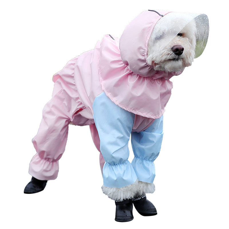 Dog Raincoat Teddy Four-legged Waterproof All-inclusive