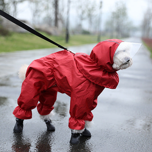 Dog Raincoat Teddy Four-legged Waterproof All-inclusive