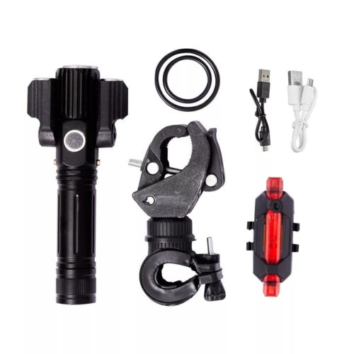 LED Rechargeable Bike Lights Bicycle Torch Front & Rear Lamp Set USB Waterproof