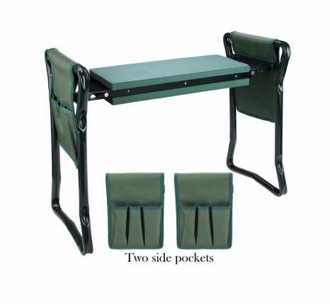 Foldable Outdoor Lawn Bench Chair With Tool Pouch Garden Rest StoreToBuyNow