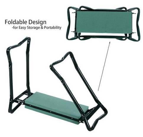 Foldable Outdoor Lawn Bench Chair With Tool Pouch Garden Rest StoreToBuyNow