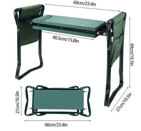 Foldable Outdoor Lawn Bench Chair With Tool Pouch Garden Rest StoreToBuyNow