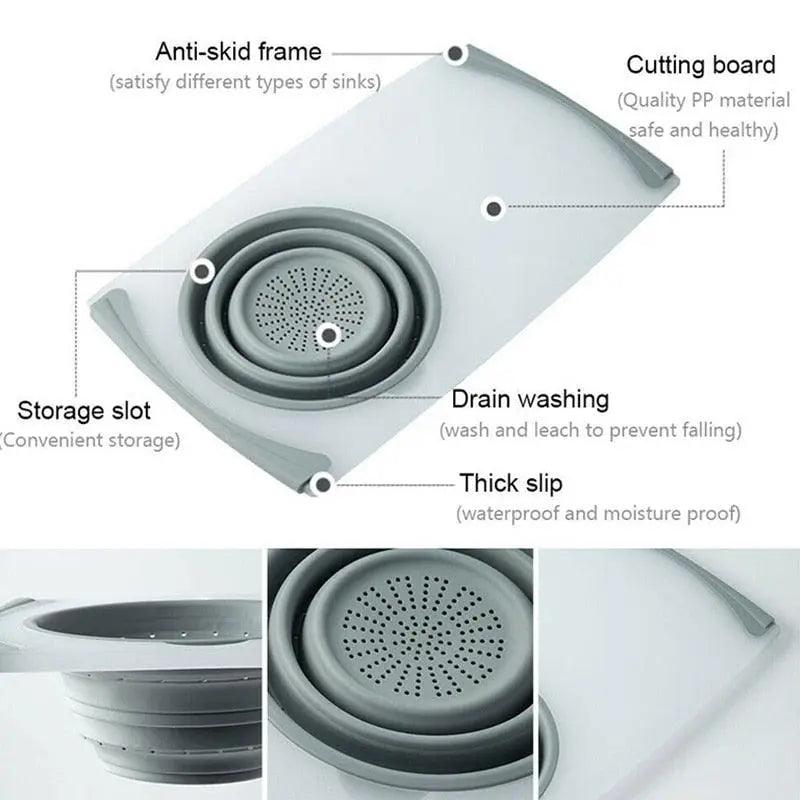 Innovative Multi-Functional 3 in 1 Chopping Board Detachable Folding Drain Basket Sink Cutting Board StoreToBuyNow