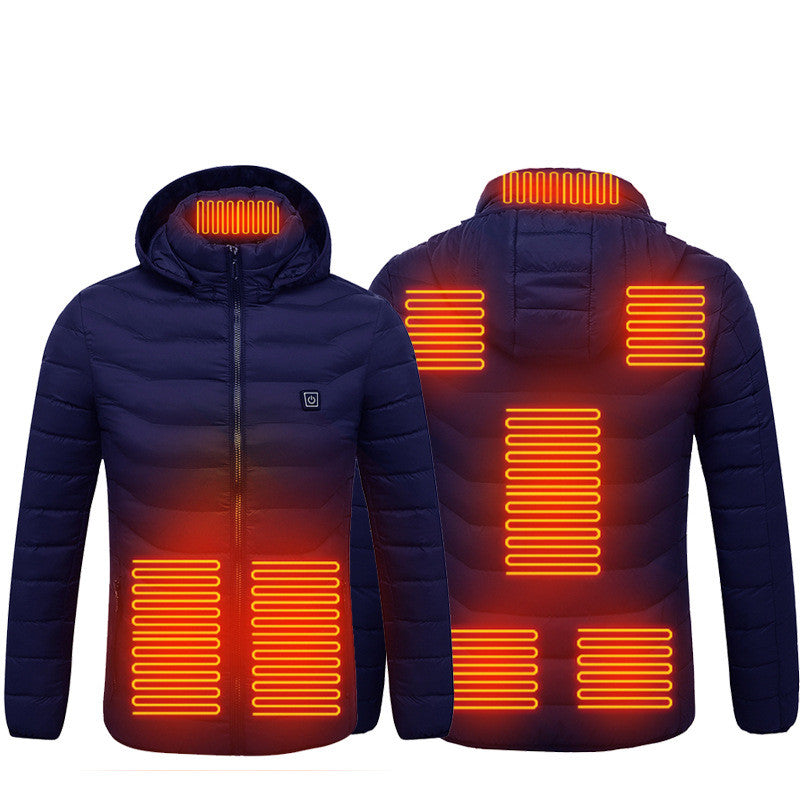 Men Heated Puffer Jacket Electric Heating Coat Insulated Hood Windbreaker 9Heat Zones StoreToBuyNow