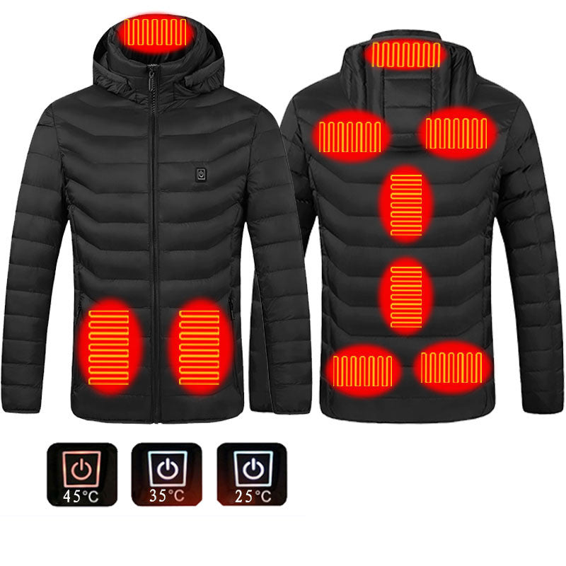 Men Heated Puffer Jacket Electric Heating Coat Insulated Hood Windbreaker 9Heat Zones StoreToBuyNow