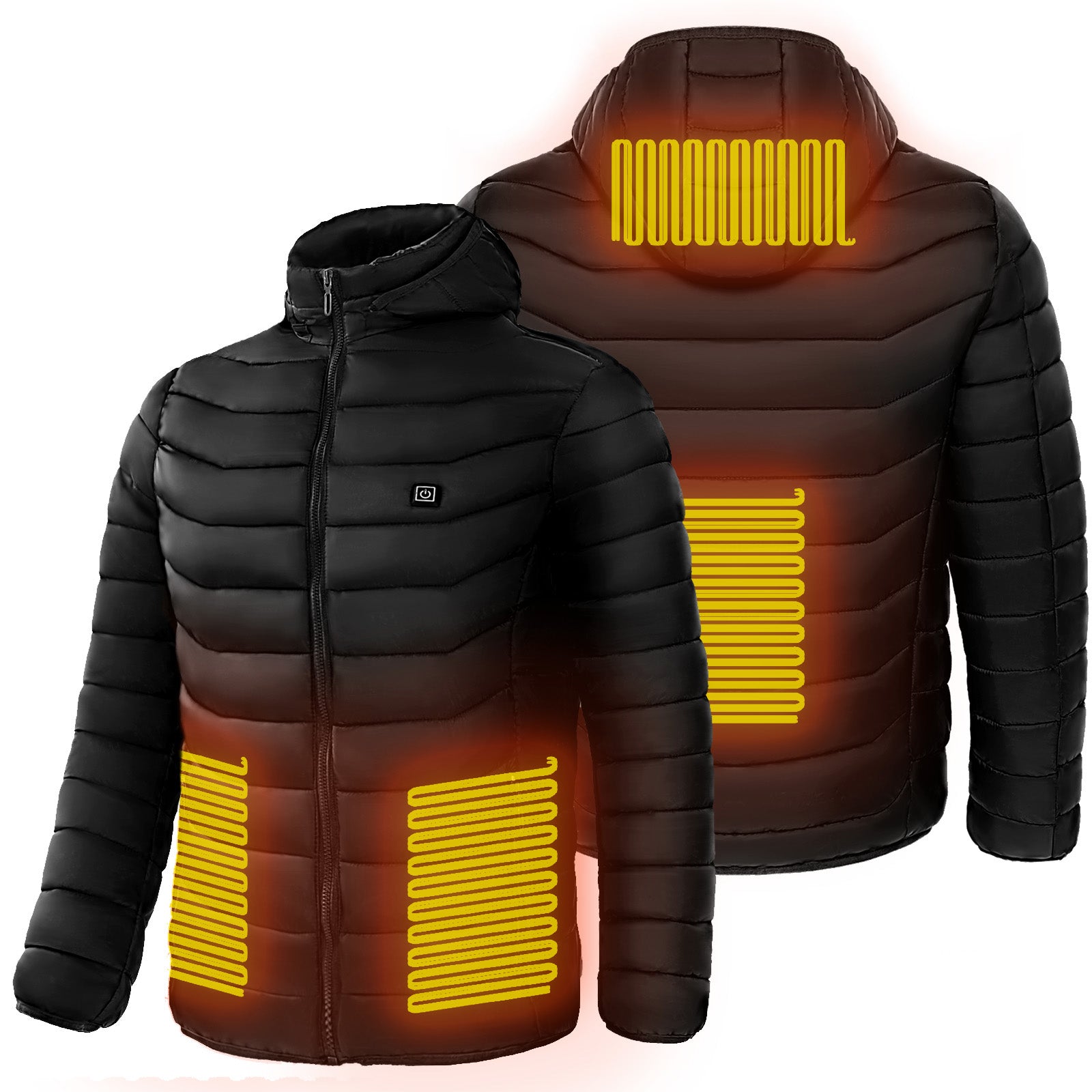 Men Heated Puffer Jacket Electric Heating Coat Insulated Hood Windbreaker 9Heat Zones StoreToBuyNow