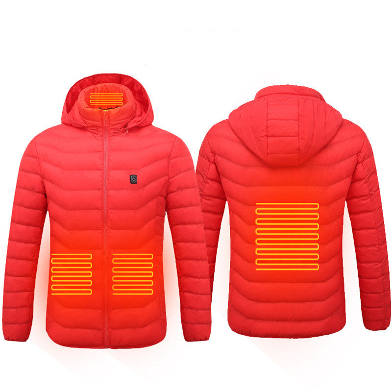 Men Heated Puffer Jacket Electric Heating Coat Insulated Hood Windbreaker 9Heat Zones StoreToBuyNow