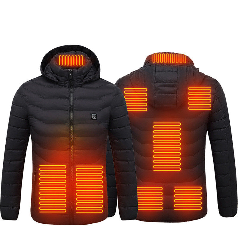 Men Heated Puffer Jacket Electric Heating Coat Insulated Hood Windbreaker 9Heat Zones StoreToBuyNow