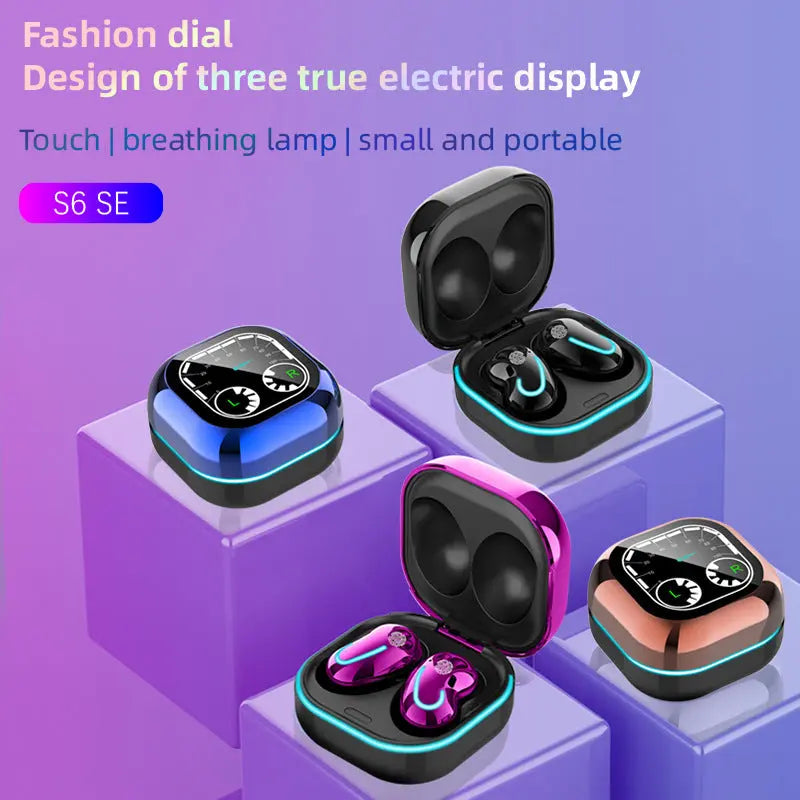 New S6 SE Breathing Light Time Digital Display TWS5.0 Bluetooth Headset StoreToBuyNow