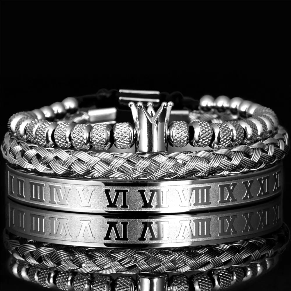 Original Design Crown 3-Piece Men's and Women's Bead Stainless Steel Handmade Bracelet StoreToBuyNow