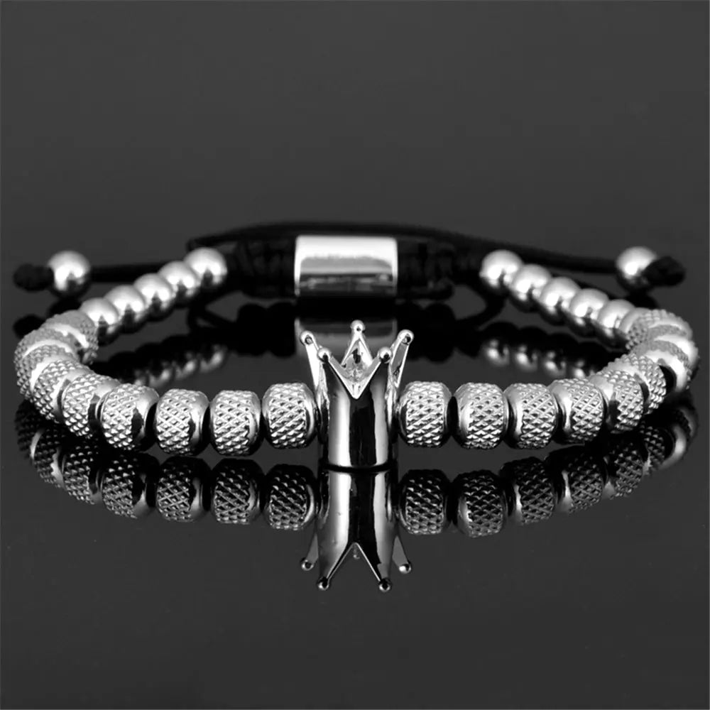 Original Design Crown 3-Piece Men's and Women's Bead Stainless Steel Handmade Bracelet StoreToBuyNow