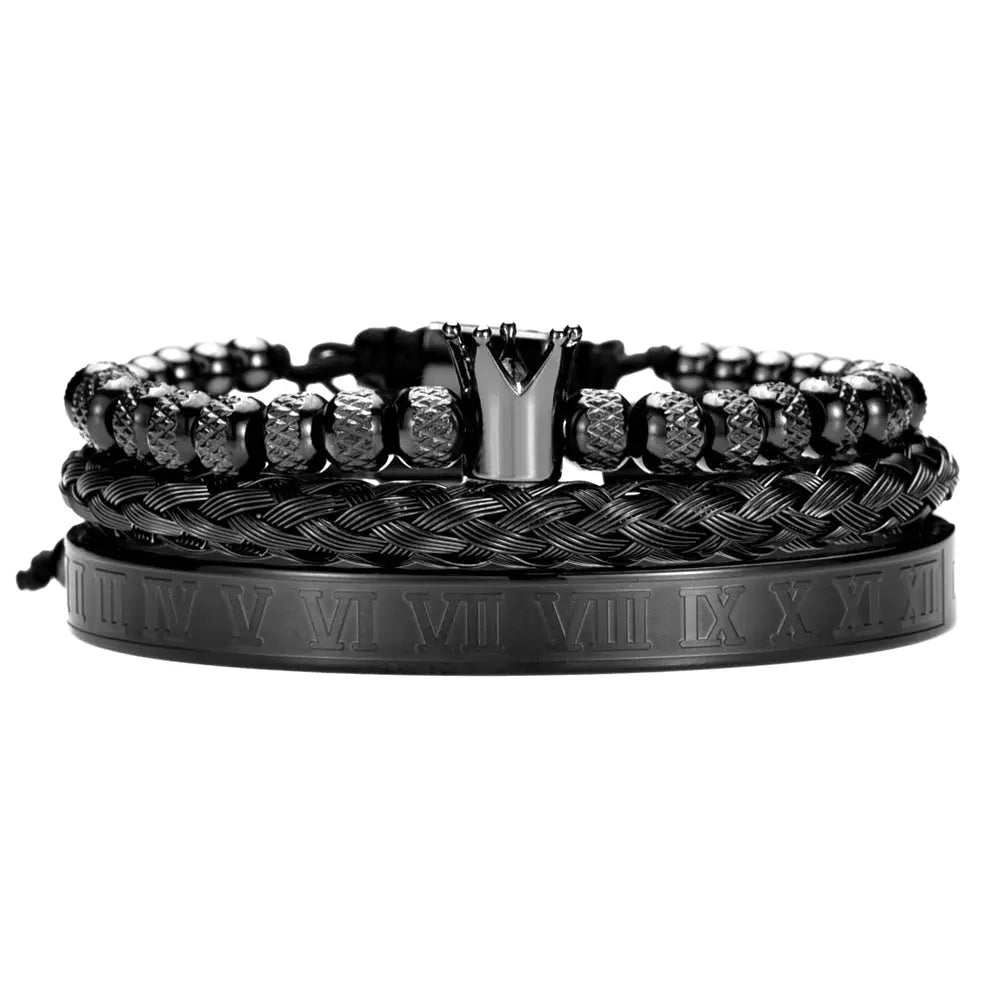 Original Design Crown 3-Piece Men's and Women's Bead Stainless Steel Handmade Bracelet StoreToBuyNow