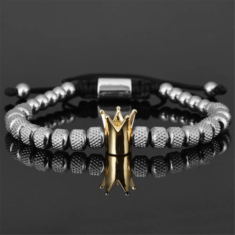 Original Design Crown 3-Piece Men's and Women's Bead Stainless Steel Handmade Bracelet StoreToBuyNow