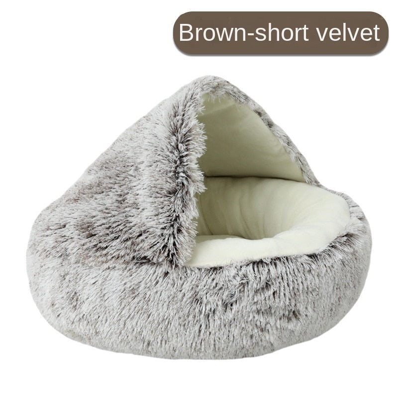 Plush Pet Cat Bed Round Cat Cushion Cat House 2 In 1 StoreToBuyNow