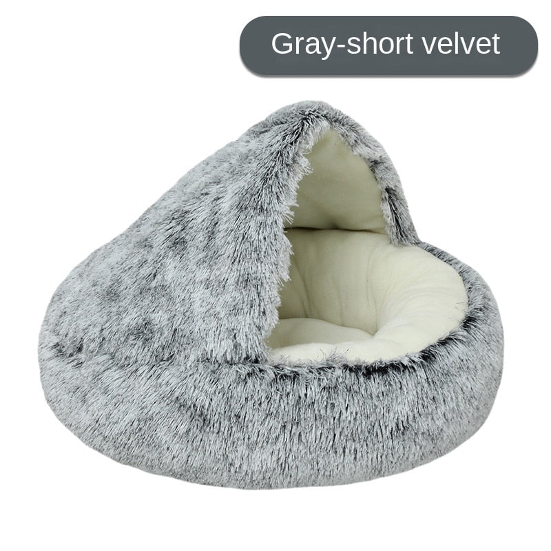 Plush Pet Cat Bed Round Cat Cushion Cat House 2 In 1 StoreToBuyNow