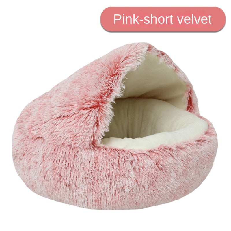 Plush Pet Cat Bed Round Cat Cushion Cat House 2 In 1 StoreToBuyNow