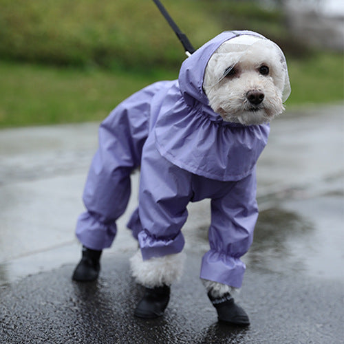 Dog Raincoat Teddy Four-legged Waterproof All-inclusive